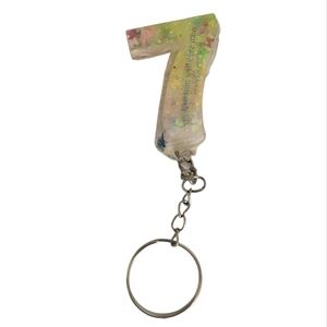 Fortune 7 Resin Number Birthday Date Keychain Sparkly Glitter Key Chain